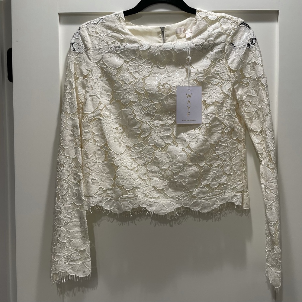 Wayf Cream Lace Long Sleeve Top